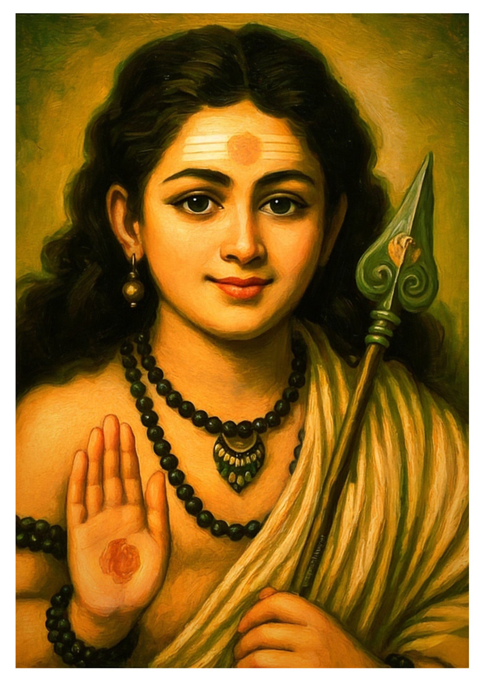 Divine Murugan painting in traditional Tamil art style